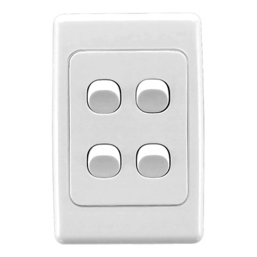2000 Series, Flush Switch, 4 Gang, 250VAC, 10A, Standard, Vertical