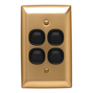 Metal Plate Series, Flush Switch 4 Gang, 250VAC, 10A,mmStyle, Standard, Vertical