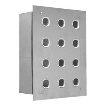 Metal Plate Series, Switch Plate, 12 Gang, Stainless Steel, 4 Rows Of 3