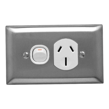 Metal Plate Series, Single Switch Socket Outlet, 250V, 15A,mmStyle Deep Curved Plate