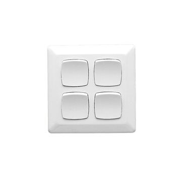 Prestige Series, Flush Switch, 4 Gang, 230/240V, 10A, Large Format, Vertical