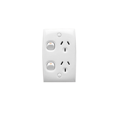 Standard Series, Twin Switch Socket Outlet, 250V, 10A, Standard Size, Vertical, Two Piece Base