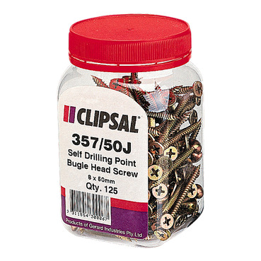 Clipsal - General Accessories, Bugle Head, Self Drilling Point, 8 X 50mm, Jar 125