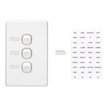 Classic C2000 Series, Flush Switch, 3 Gang, 250VAC, 10A, Vertical