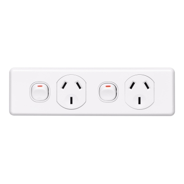 Classic C2000 Series, Switched Socket Outlet, Twin, 250V, 10A, Skirt Mount