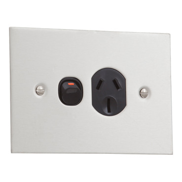 Metal Plate Series, Switched Socket Single, Bsl Style Stainless Steel