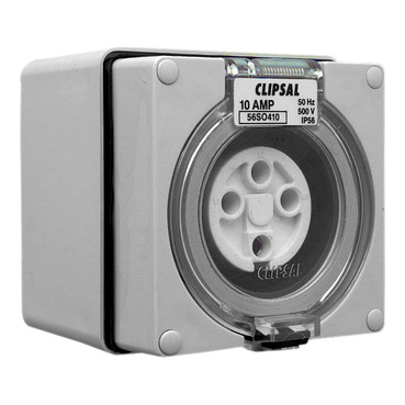 Clipsal - 56 Series, Surface Socket, IP66, 500V 10A - 4 Round Pins