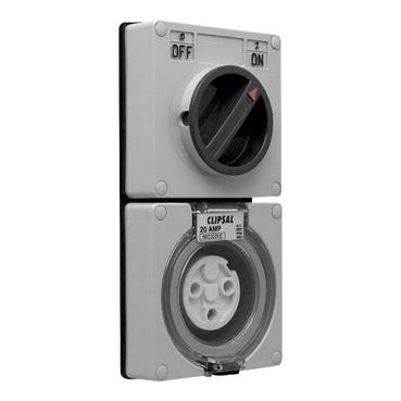 Clipsal - 56 Series, Switched Socket, Surface IP66 3 PIN 20A Less Enclosure