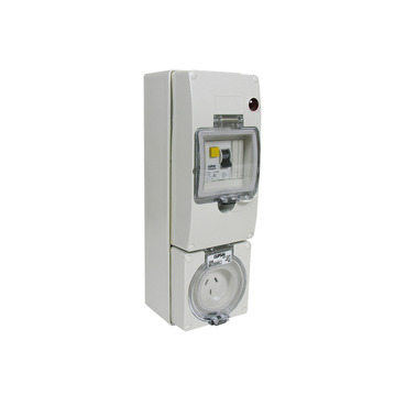 Clipsal - 56 Series, RCD Protected Socket Outlet, 250V, 10A, 3 Flat PIN, IP66, 30mA Surface Mount
