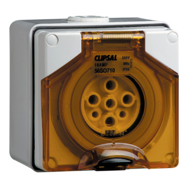 Clipsal - 56 Series, Surface Socket, IP66, 500V 10A - 7 Round Pins