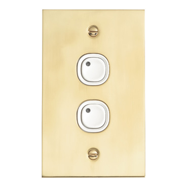 C-Bus Control And Management System, Flat Plate, Key Input, 2 Gang, B Style, Learn Enabled, Brass