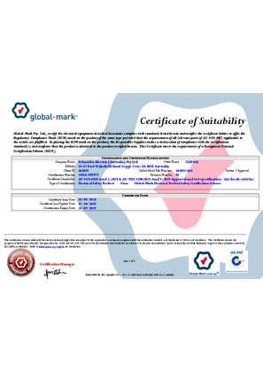 Clipsal, 2031 and Z4061 switch series, Certificate, RCM, Global Mark Pty LTD