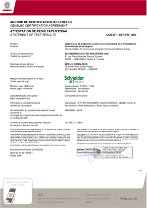 Certificate C120H according to EN 60898-1