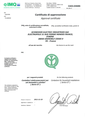 IMQ certificate