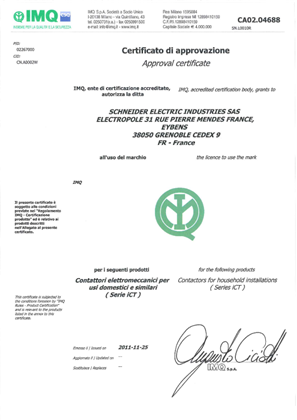 IMQ certificate