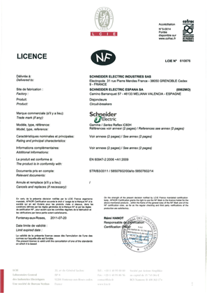 NF certificate LCIE