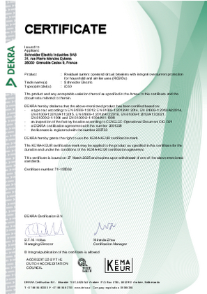 KEMA certificate