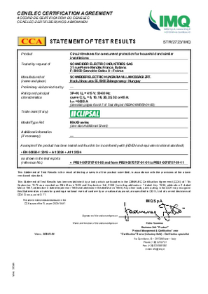 Statement of test results