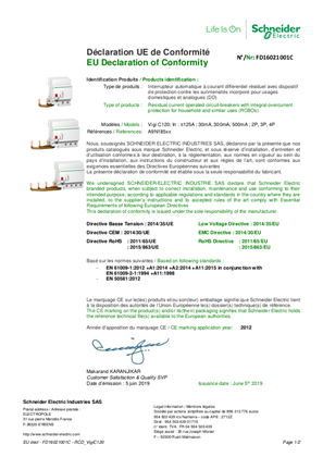 EU Declaration of Conformity Schneider Electric