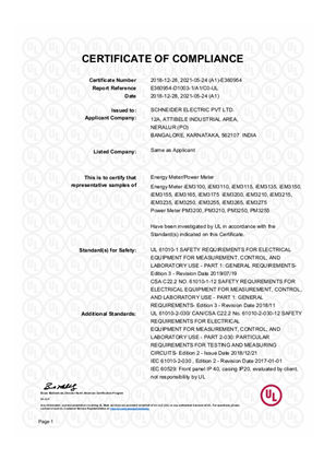 iEM3000 series_UL_Certificate of Compliance