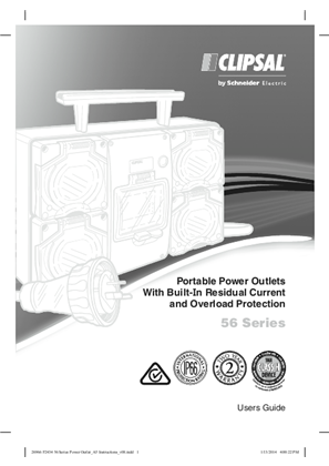 Installation Instructions - F2434/01 - 56 Series Portable Power Outlets With Built-In Residual Current and Overload Protection, 26966