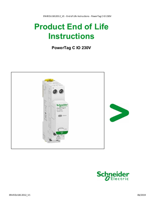 PowerTag C IO 230V - Product End of Life Instructions