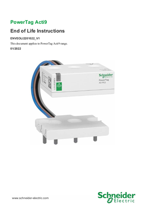 PowerTag phaseNeutral Energy sensor, Circularity Profile, End of Life Instructions