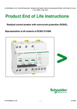 Acti9 - iCV40N - Residual Current Breaker with Overcurrent 1P+N 16A C curve 6kA AC type 30mA - Product End of Life Instructions