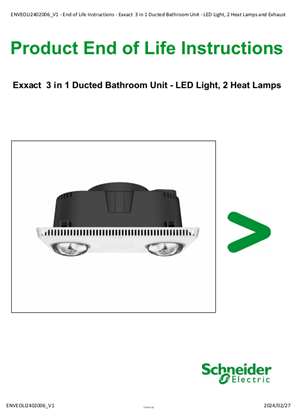 Exxact  3 in 1 Ducted Bathroom Unit - LED Light, 2 Heat Lamps and Exhaust