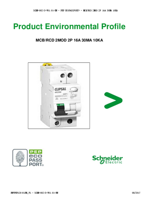 MCB/RCD 2MOD 2P 16A 30MA 10KA - Product Environmental Profile