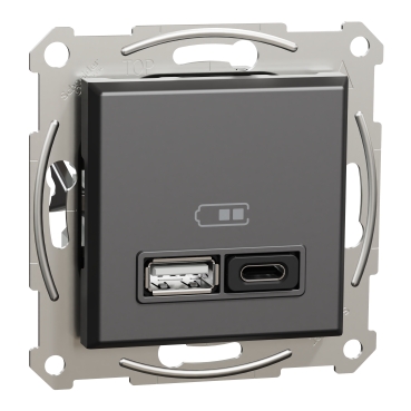 ASFORA Dupla USB gyorstöltő, A+C, 45W, antracit EPH2700471