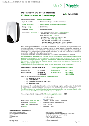 EVlink Home, EVH4S**N* series, EU Declaration of Conformity