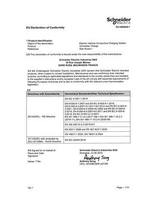 Schneider Charge EU Declaration of Conformity Schneider Electric