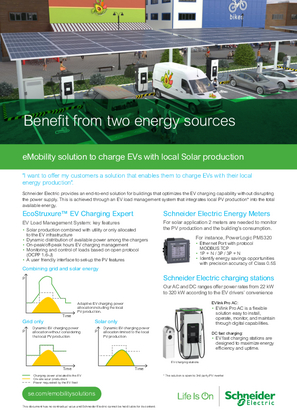 Charging EVs with local solar production - Application Note EVlink Pro DC