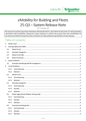 EcoStruxure for eMobility in Buildings - System Release Note - May 2025
