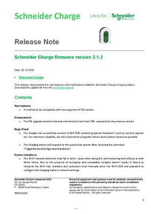 Schneider Charge - Release Note FW