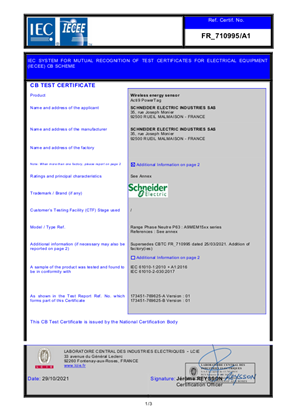 CB_Certificate_FR_710995-A1_PowerTag_A9 P63_