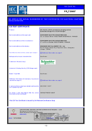 Schneider Charge Pro, Certificate CB Test, IEC 61851 LCIE
