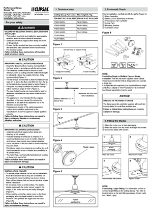 Installation instructions and performance range for sweep fans - GDE7806600