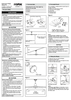 Installation instructions and performance range for sweep fans - GDE8244300