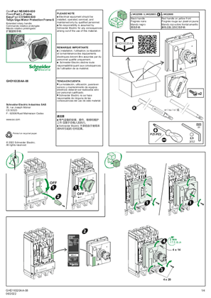ComPact NSX400-630, PowerPact L-Frame, EasyPact CVS400-630, TeSys Giga Motor Protection Frame 6 - Extended rotary handle - Instruction Sheet