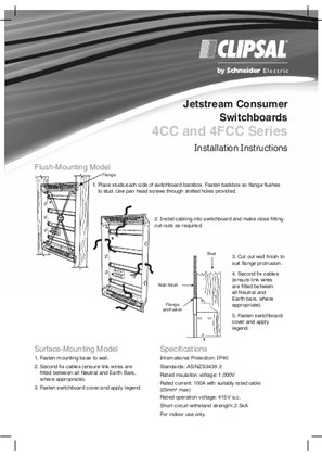 Installation Instructions - F1844/03 - 4CC and 4FCC Series Jetstream Consumer Switchboards, 24530
