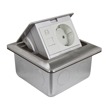 UNICA SYSTEM+ Padlócsatlakozó S, négyzet, 2P+F és 1xRJ45 aljzattal INS52172