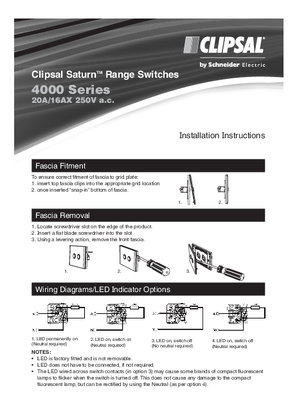 Clipsal Saturn Range Switches 4000 Series 20A/16AX 250V a.c.