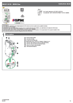 Instruction sheet - Arc fault detection RCBO (AFDD)
