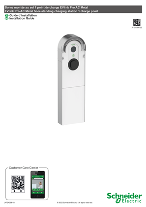 EVlink Pro AC Metal floor-standing charging station 1 charge point - Installation Guide