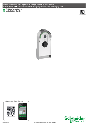 EVlink Pro AC Metal wall-mounted charging station with 1 charge point - Installation Guide