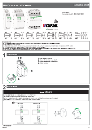 Instruction sheet - Contactor