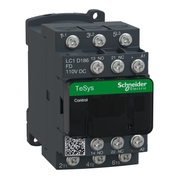 TeSys D mágneskapcsoló - 3P(3 NO) - AC-3 - <= 440 V 18 A - 110 V DC tekercs LC1D186FD