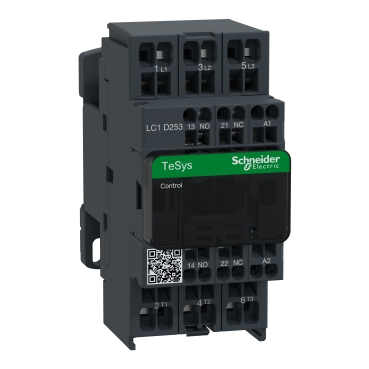 AC mágneskapcsoló, 11kW/25A (400V, AC3), rugós csatlakozás, 1Z+1NY LC1D253E7